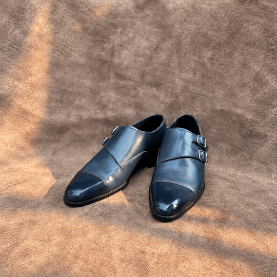 Navy Patina Double Monkstraps