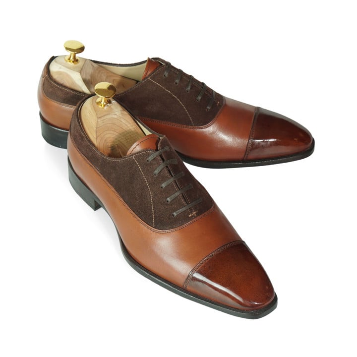 Brown Captoe Oxford With Suede