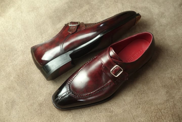 Burgundy Patina Split Toe Single Monkstrap