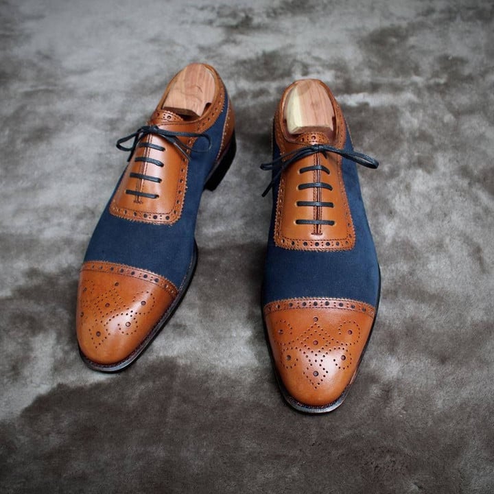 Panda Navy Suede Captoe Oxford