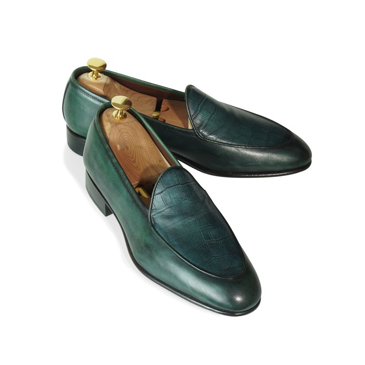 Green Alligator Pattern Belgian Loafer