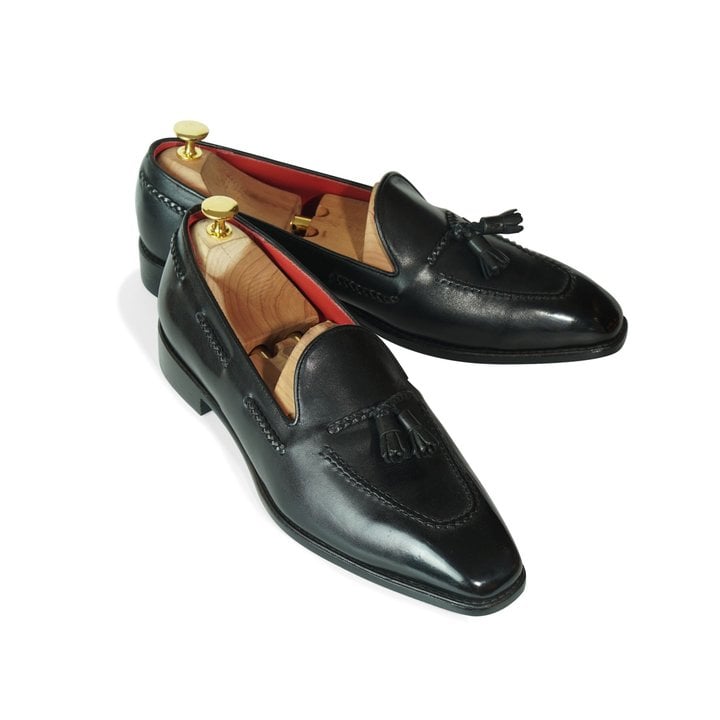 Black Soft Square Toe Tassels Loafer