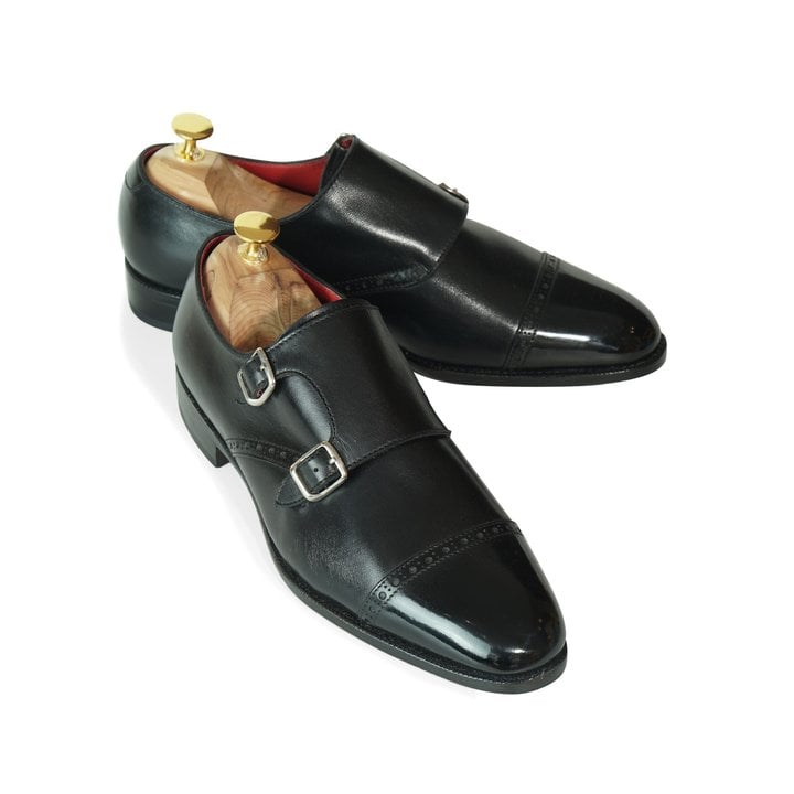 Black Double Monkstrap With Brogue