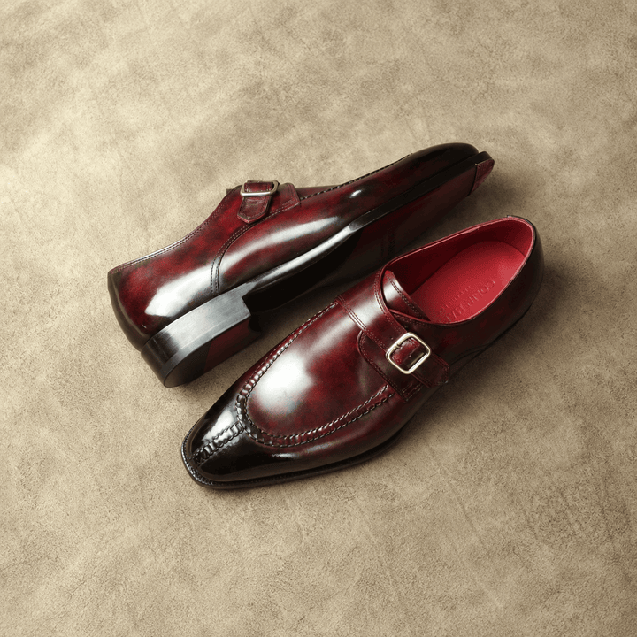 Burgundy Patina Split Toe Single Monkstrap
