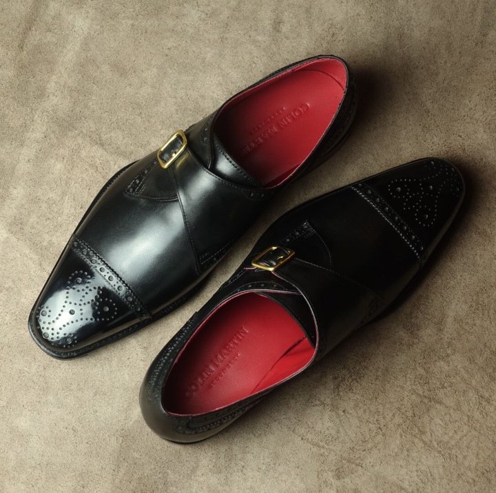 Black Single Monkstrap With Brogue