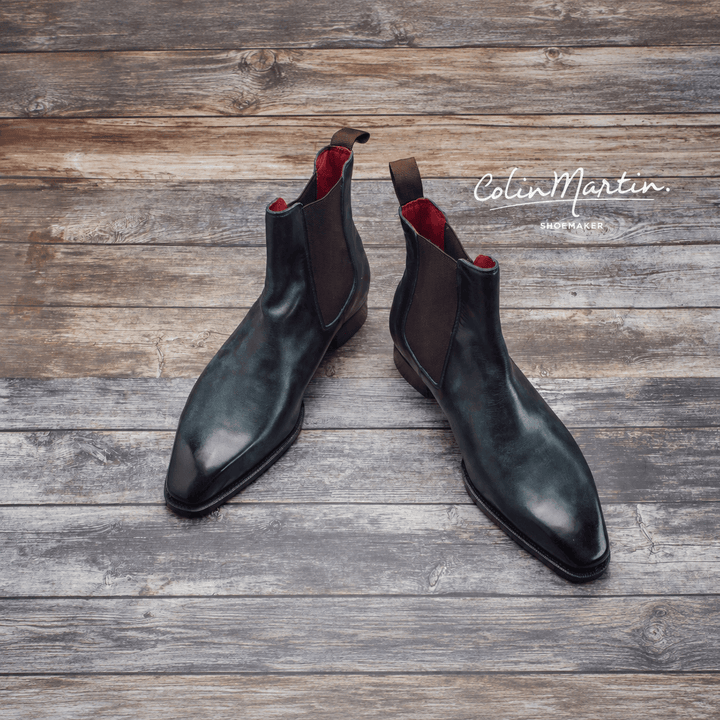 Marble Navy Box Calf Chelsea Boot