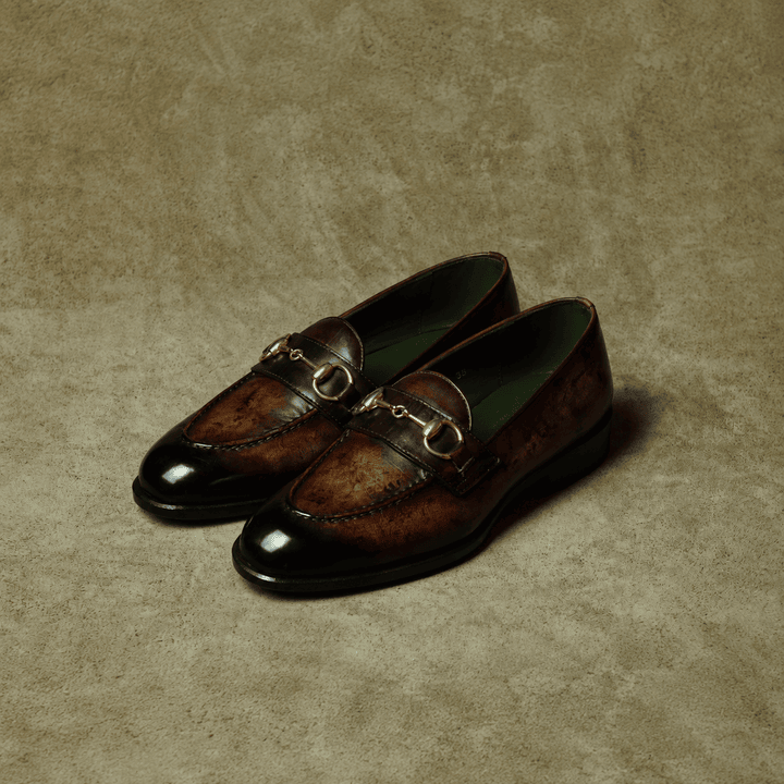 Dark Brown Patina Horsebit Loafer