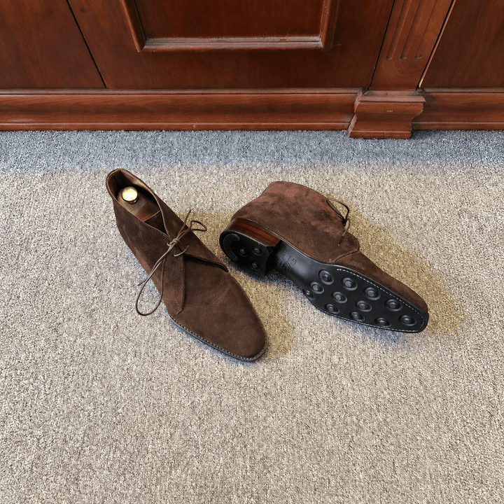 Dark Brown Suede Chukka Boots With Dainite Sole
