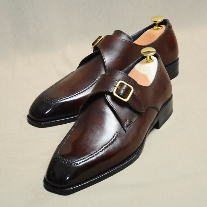 Brown Patina Eagle Toe Single Monkstrap