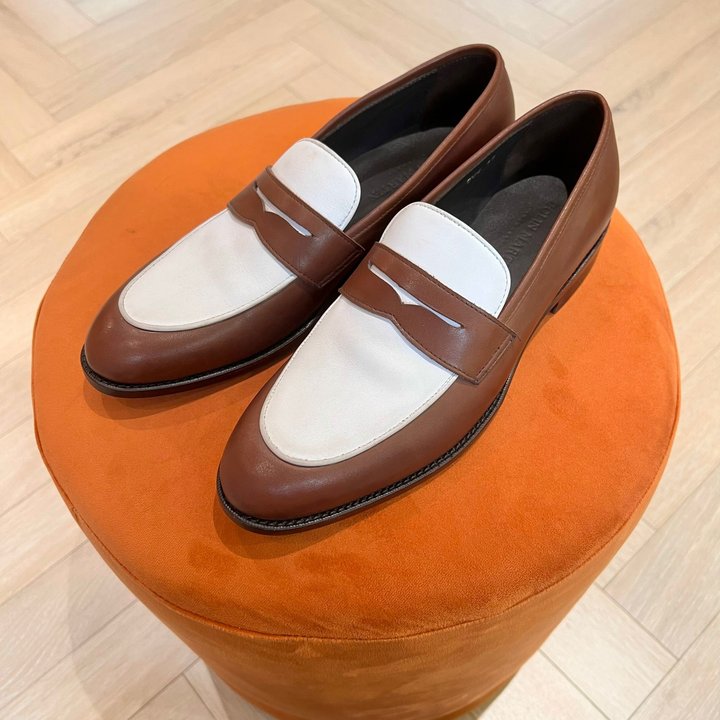 Spectator Penny Loafer Brown and White