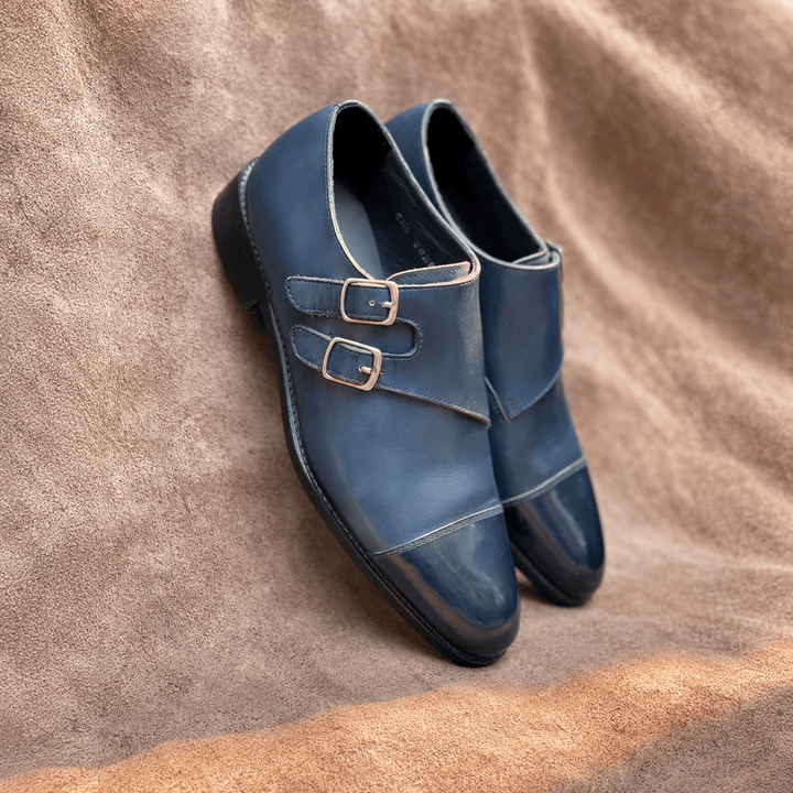 Navy Patina Double Monkstraps