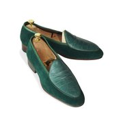 Green Alligator Pattern Mixed Suede Belgian Loafer