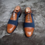 Panda Navy Suede Captoe Oxford