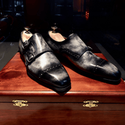 Smoky Grey Double Monkstraps With Brogue