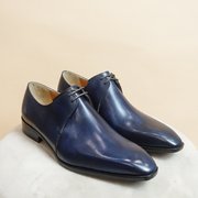 Navy Plain Toe Derby With 2 Eyelet