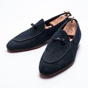Suede Belgian Loafer With Bow