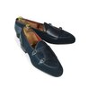 Navy Alligator Pattern Mixed Suede Monkstrap Loafer