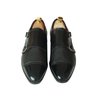 Black Mixed Grain Leather Double Monkstrap