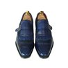 Navy Mixed Suede Kiltie Loafer With Brogue