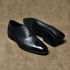 Navy Patina V-cut Captoe Oxford
