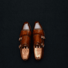 Dark Brown Patina Double Monkstraps With Brogue