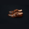 Dark Brown Patina Double Monkstraps With Brogue