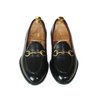 Black Short Vamp Silver Horsebit Loafer