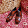 V Cut Captoe Patina Oxford Quarter Brogues