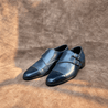 Navy Patina Double Monkstraps