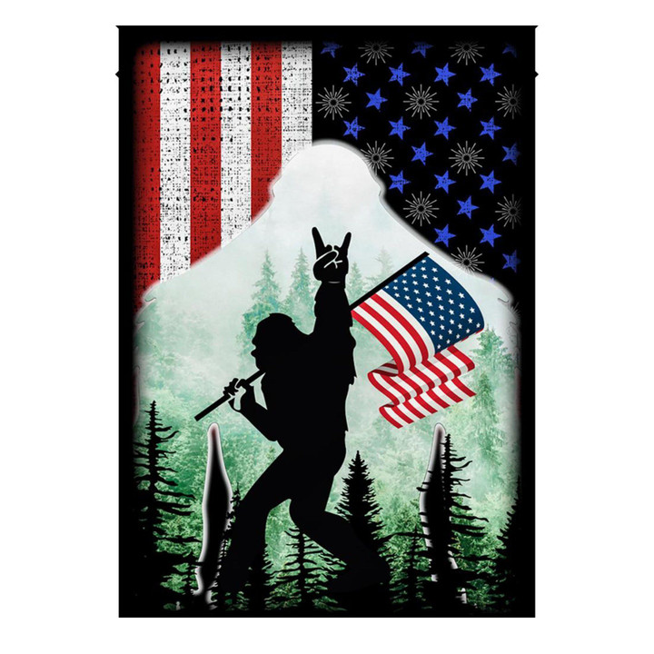 Bigfoot Celebrate Fourth Of July Independence Day Printed Garden Flag House Flag