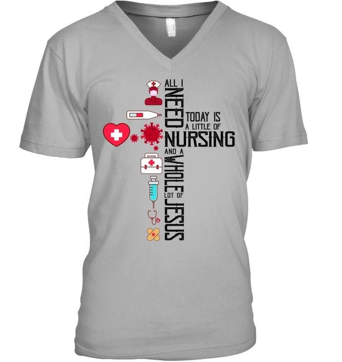 All I Need Nursing And A Whole Lot Of Jesus Unique Design Guys V-Neck