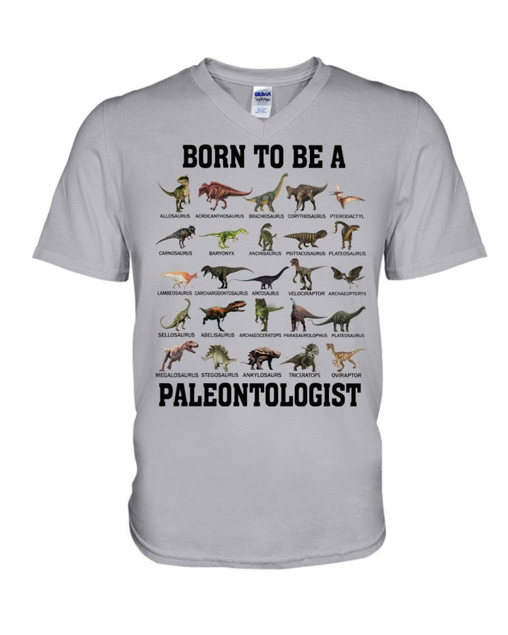 Born To Be A Paleontologist Gift For Dinosaur Lovers Guys V-Neck