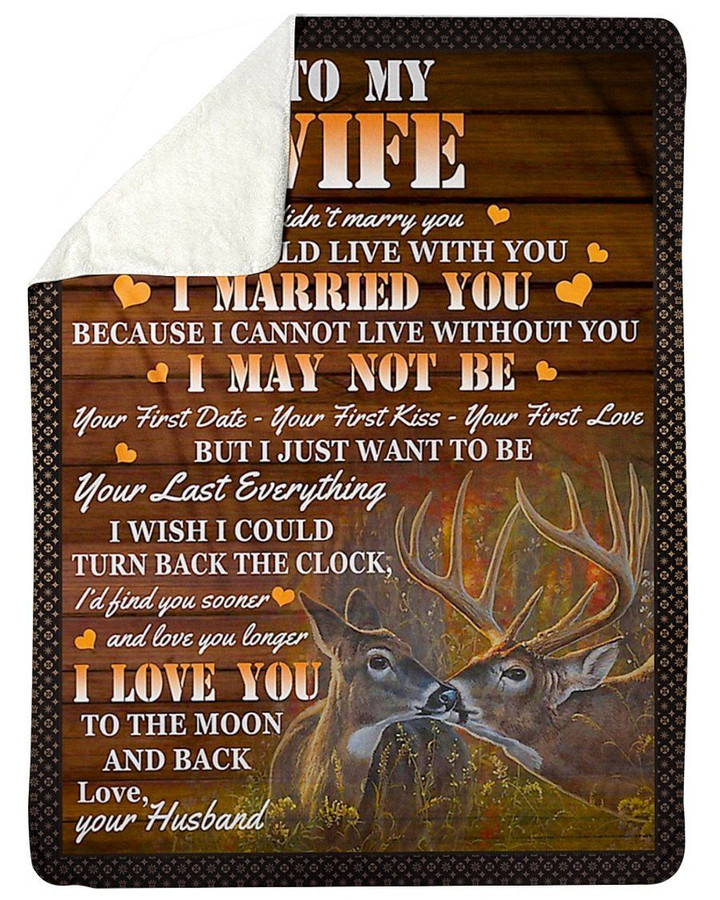 Love You To The Moon Deer Husband Gift For Wife Sherpa Blanket