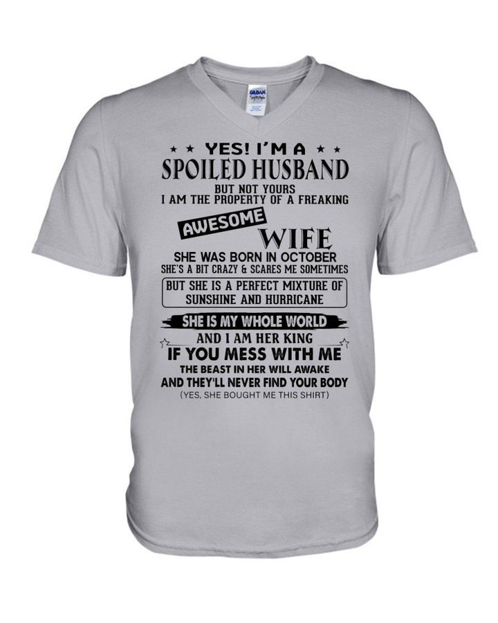 I'm A Spolied Husband But Not Yours - Awesome Wife Was Born In October Guys V-Neck