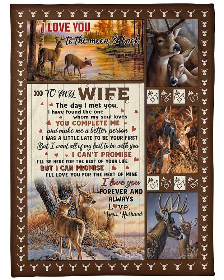 Go Hunting The Day I Met You Husband Gift For Wife Sherpa Fleece Blanket