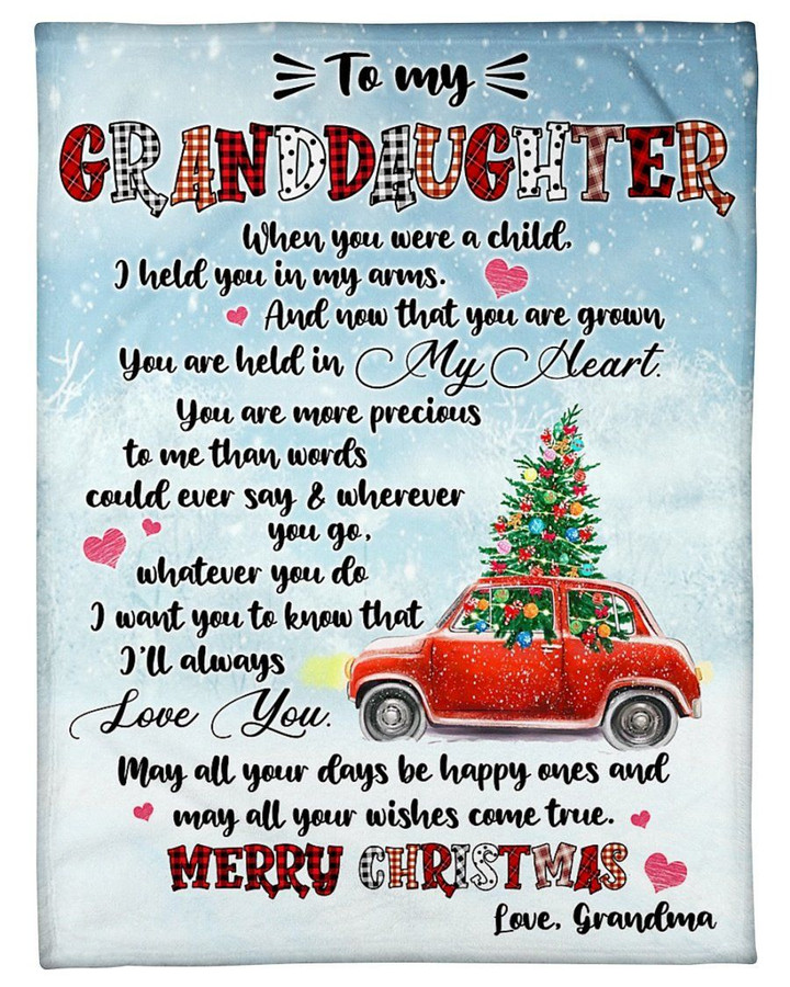 Car Tranferring Pine Tree You're Held In My Heart Grandma Gift For Granddaughter Sherpa Fleece Blanket