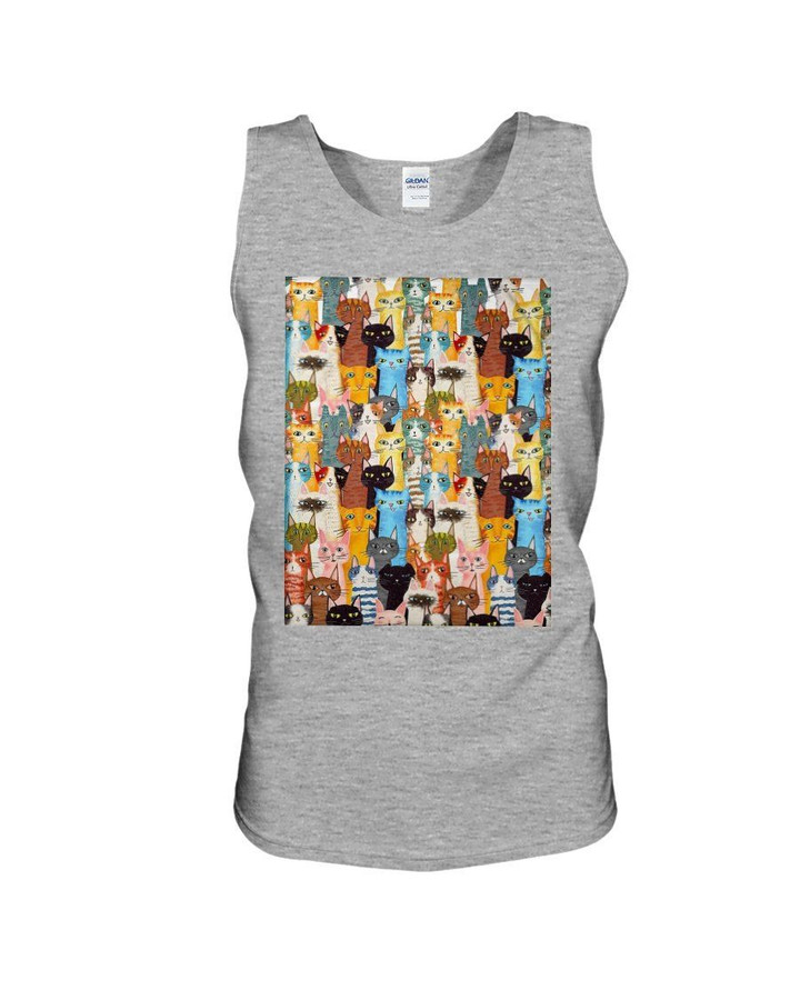 Many Cats In Colorful Design Gift For Cats Lovers Unisex Tank Top