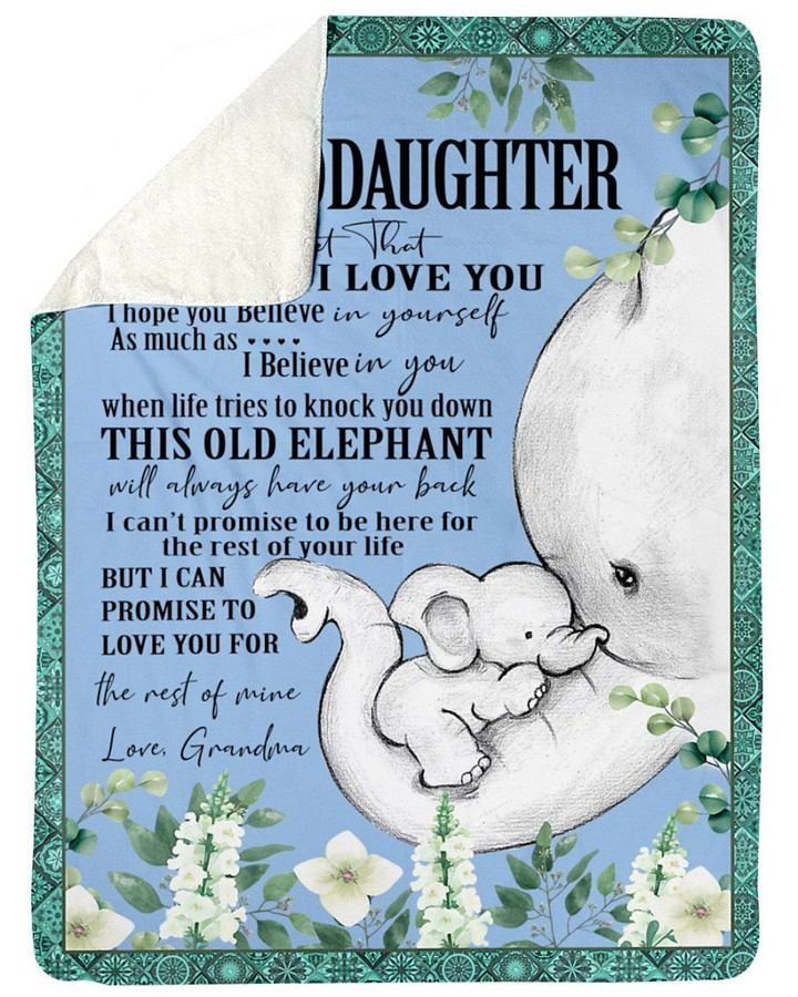 Elephant Grandma Gift For Granddaughter Believe In Yourself White Flower Sherpa Blanket