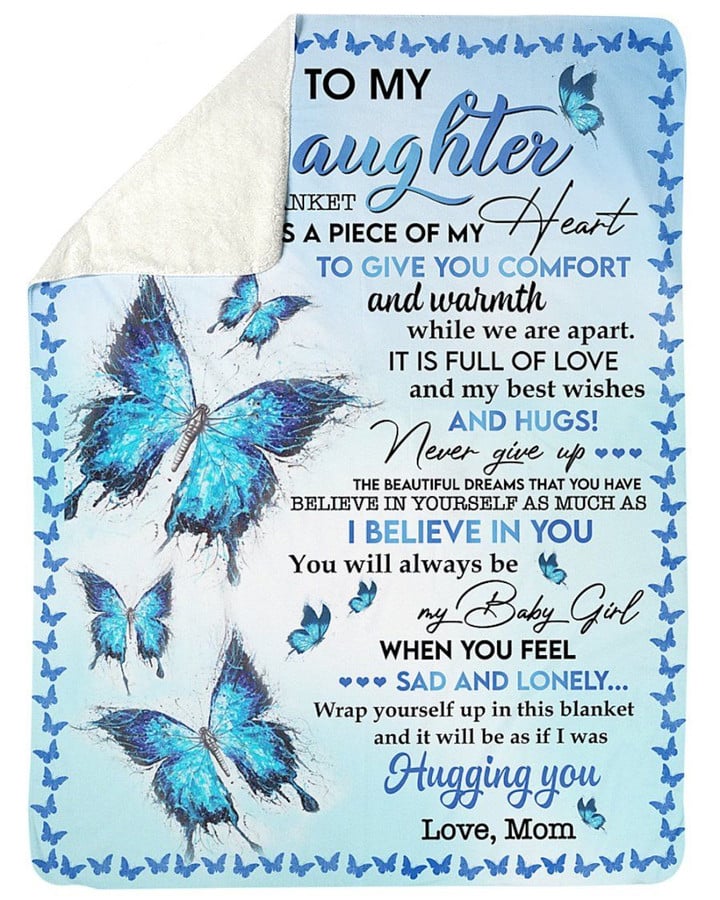 While We Are Apart Blue Butterflies Mom Gift For Daughter Sherpa Blanket