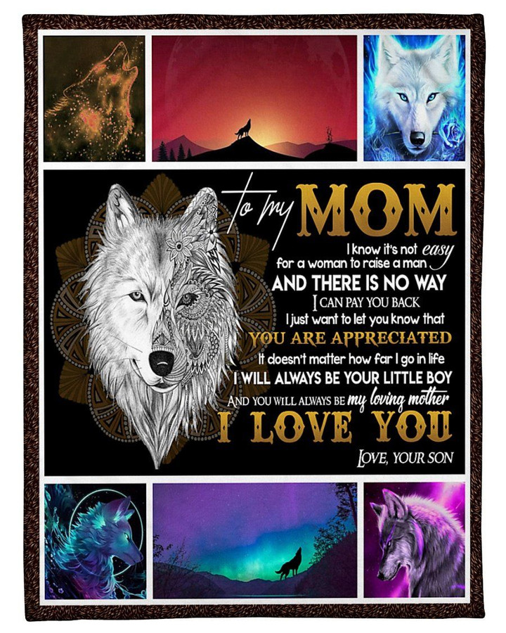 I'll Always Be Your Little Boy With Wolf Gift For Mom Sherpa Fleece Blanket