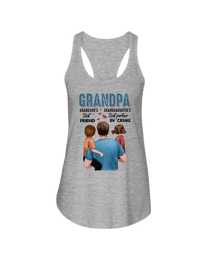 Grandson's Best Friend Granddaughter's Best Partner In Crime Gift For Grandpa Ladies Flowy Tank