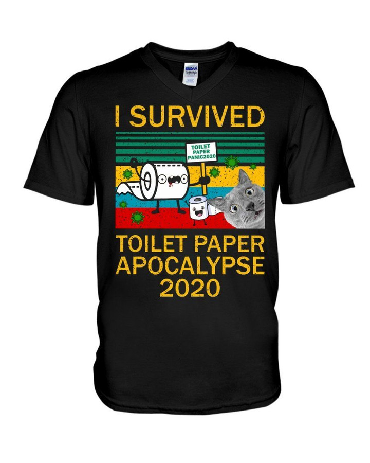 I Survived Toilet Paper Apocalupse 2020 Unique Design Guys V-Neck