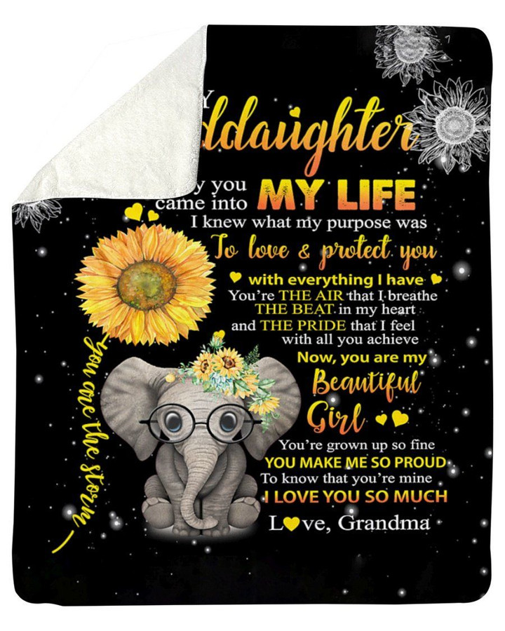 My Purpose Was To Love You Elephant Sunflower Grandma Gift For Granddaughter Sherpa Blanket