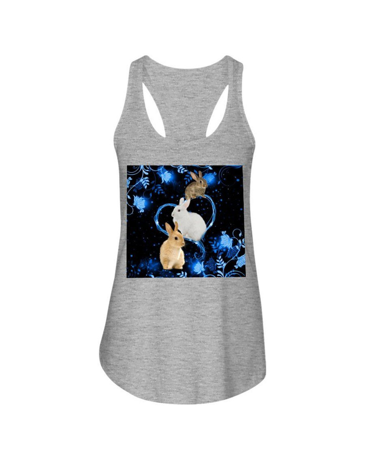 With Twinkling Blue Heart Gift For Rabbit Lovers Ladies Flowy Tank