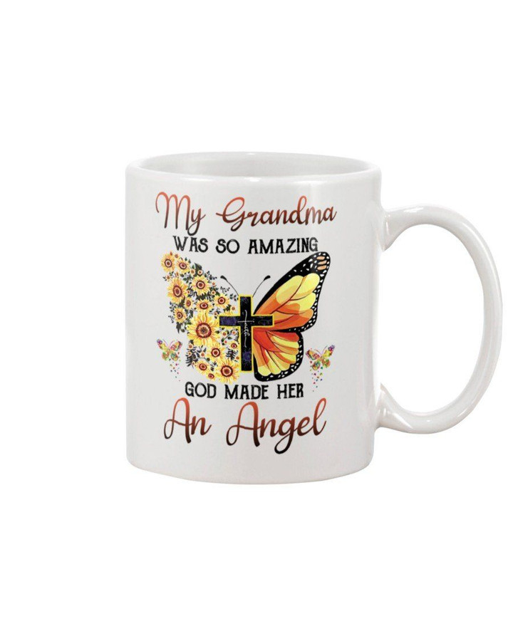 Gift For Grandma God Made Her An Angel Sunflower Butterfly Mug