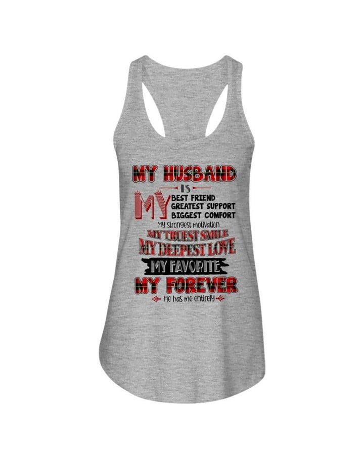 My Husband Is My Best Friend Plaid Red Gift For Husband Ladies Flowy Tank
