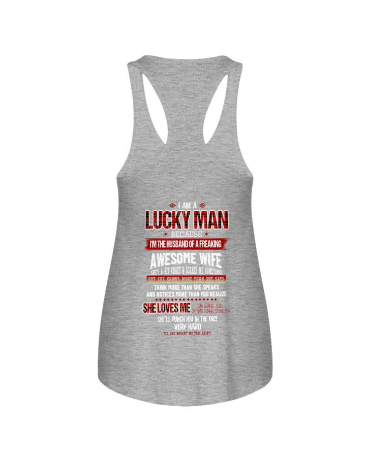 Gift For Family Lucky Husband Of A Freaking Awesome Wife Ladies Flowy Tank
