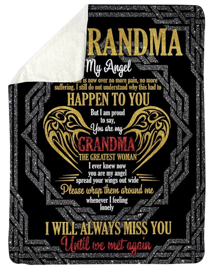 Gift For Angel Grandma I Ever Knew Now You Are My Angel Black Sherpa Fleece Blanket Sherpa Blanket