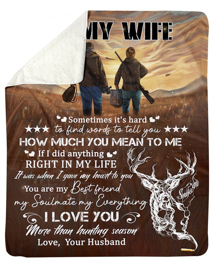 Hunting Husband Gift For Wife How Much You Mean To Me Sherpa Fleece Blanket Sherpa Blanket