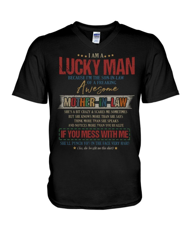 I Am A Lucky Man Because I'm The Son In Law Gift For Family Guys V-Neck